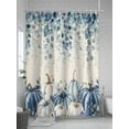 thumbnail image 5 of Fall Shower Curtain Blue Pumpkin Shower Curtains for Bathroom Thanksgiving Decor, Waterproof Polyester Shower Curtain Set with Hooks, Standard Size 66" x 72" Eucalyptus Leaves Linen, 5 of 6
