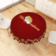 thumbnail image 2 of Duangreer Retro Christmas 60''Round Tablecloth, Golden Snowflake Print Washable Picnic Table Cover for Camping, Dining, Indoor and Outdoor, 2 of 6