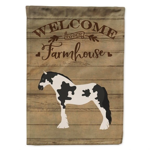 Carolines Treasures CK6856CHF Cyldesdale Horse Welcome Canvas House Size Outdoor-Flags, Multicolor