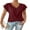 Burgundy, variant on Womens Tops V-Neck Twist Front Rolled-Up Sleeves Casual Shirts S-XXL