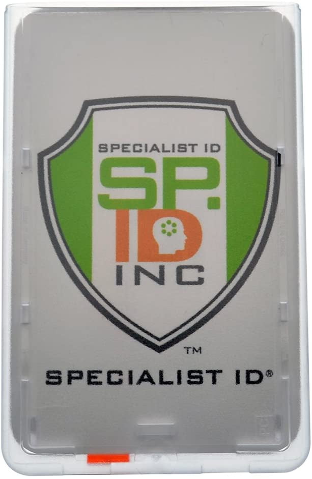 50 Pack - Frosted Vertical Rigid Badge Holder I.D. Card Dispenser with Easy Access Red Extractor Slide by Specialist ID