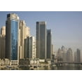 thumbnail image 2 of Young, Bill 32x24 Black Ornate Wood Framed with Double Matting Museum Art Print Titled - UAE, Dubai Marina towers with boats at anchor, 2 of 4