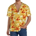 thumbnail image 1 of Balery Beer And Crawfish Camisa Casual de Manga Corta con Botones para Hombre, Texturizada, Estilo Cubano, para Playa, Verano-Large, 1 of 5