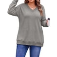 thumbnail image 4 of Fantaslook Waffle Knit Sweatshirts for Women Long Sleeve V Neck Sweater Shirts Pullover Casual Outfits Fall Tops, 4 of 11