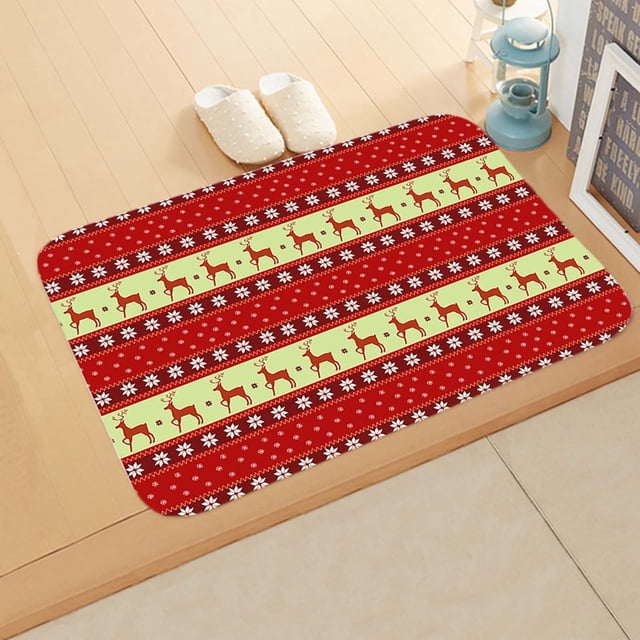 Pompotops Tapis de Noël pour Extérieur, Tapis de Porte Rouge de Noël pour Entrée Extérieure, Tapis de Porte d'Entrée de Noël Intérieur, 1 Pce Joyeux Noël Tapis de Bienvenue Intérieur Décoration Maison 40x60CM
