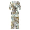 thumbnail image 5 of Edvintorg Jumpsuits for Women Vintage Floral Printed Short Sleeve V Neck Back Zipper Wide Leg Jumpsuit with Pocket Summer Beach Vacation Clothes, 5 of 5