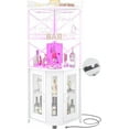 thumbnail image 7 of Homieasy Corner Bar Cabinet with Power Outlet, Industrial Wine Cabinet with LED Strip and Glass Holder, 5-Tiers Liquor Cabinet Bar Unit for Home, Corner Display Cabinet for Small Space, White, 7 of 7