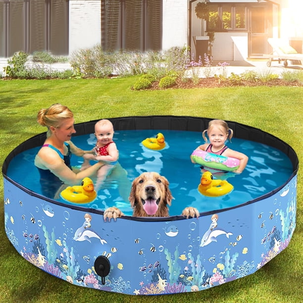 Red Number-one Dog Pool PVC Foldable Pet Swimming Pool Portable Collapsible Non-Slip Paddling Pool Bathing Tub Children Kid Ball Water Pond Kiddie Pool for Garden Patio Bathroom Outdoor 