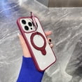 thumbnail image 2 of Dteck two built-in stands Case for iPhone 15 Pro,Shockproof Case Lens Foldable Kickstand Mag-Safe Magnetic Ring Invisible Stand Clear Back Cover,Winered, 2 of 6