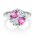 thumbnail image 2 of Gem Stone King 925 Sterling Silver Pink Mystic Topaz and White Moissanite Ring for Women (2.12 Cttw, Heart Shape 5MM, Gemstone November Birthstone, Size 8), 2 of 3