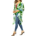 thumbnail image 2 of LA LEELA Women's Chiffon Summer Tropical Beach Loose Casual Kimono Tops Beachwear Duster Cardigan for Women Cover up Kimonos L-XL Shamrock Green, Monstera Leaves, 2 of 4