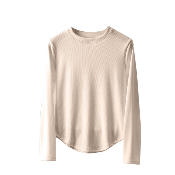 UAMVSH Womens Thermal Underwear Tops Long Sleeve Curved Hem Underwear Crew Neck Basic Thermal Tops