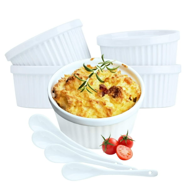 Souffle Dish Ramekins for Baking ‚Äì 12 Ounce (Set of 4, White with 4
