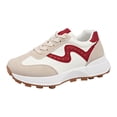 thumbnail image 4 of Rokment Womens Vintage Platform Fashion Sneakers Trendy Casual Color Block Suede Skate Shoes Comfortable Running Walking Tennis Non Slip Work Footwear Red Size 7, 4 of 5