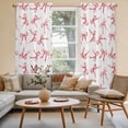 thumbnail image 3 of Pink Bow Ribbon Kitchen Curtains, Vintage Modern Art Bowknot Light Filtering Window Curtain Panels, 2Pcs Rod Pocket Window Treatments Set for Living Room Bathroom Bedroom 52x72 Inches, 3 of 9