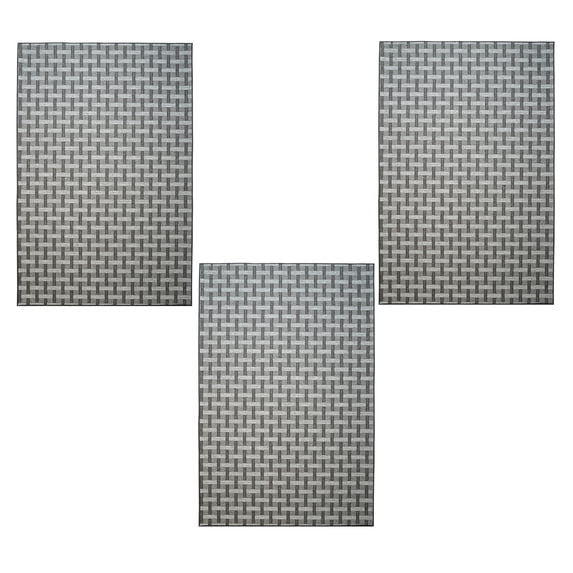 Furnish My Place Union Indoor/Outdoor Commercial Black Color Rug, Pet-Friendly, Home Decor Commercial Rug for Living Room, Bedroom, Wedding, Event, Made in USA, 2' x 3' Rectangle - Set of 3