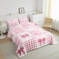 thumbnail image 3 of Erosebridal Cute Bowknot Bedding Sets Full with Comforter,Patchwork Buffalo Duvet Insert,Ribbon Bowtie Butterfly Comforter Sets Full Size For Princess,Microfiber Bedroom Decor Reversible,3-Piece, 3 of 8