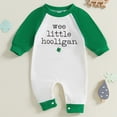 thumbnail image 2 of Staki St Patricks Day Pajamas St Patricks Day Baby Boy Girl Outfit Jumpsuit Shamrock Print Long Sleeve Onesie Newborn Infant Spring Clothes 0-12M(Green,0-3 Months), 2 of 7