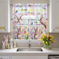 thumbnail image 2 of Sweet Home Swag Curtains Valance & Tier Set, Easter Bunny Spring Butterflies Flowers Colorful Plaid 3 Pcs Set Kitchen Swag Valances and Tiers 36 Inch Length Rod Pocket Curtain Drapes for Bedroom, 2 of 9