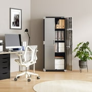 Seville Classics UltraHD® Steel Body Lockable Storage Cabinet Organizer Locker Shelving Unit, Graphite, 30 W x 18 D x 72 H