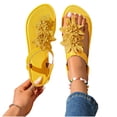 thumbnail image 4 of Women's 3D Floral Thong Slingback Flat Sandals, Open-Toe Breathable Casual Beach Footwear, 4 of 7