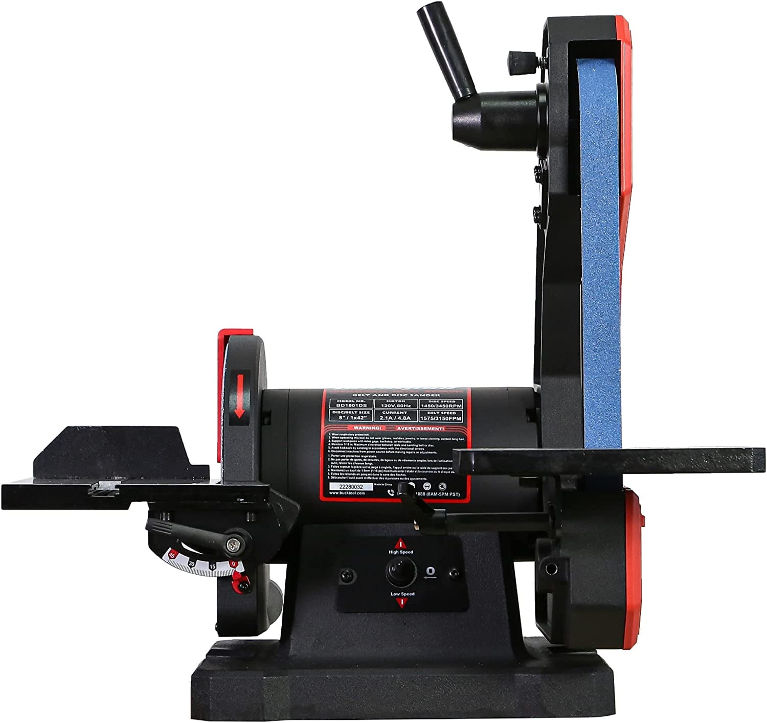 BUCKTOOL Dual Speed 1" x 42" Belt Disc Sander Combo, Bench Knife