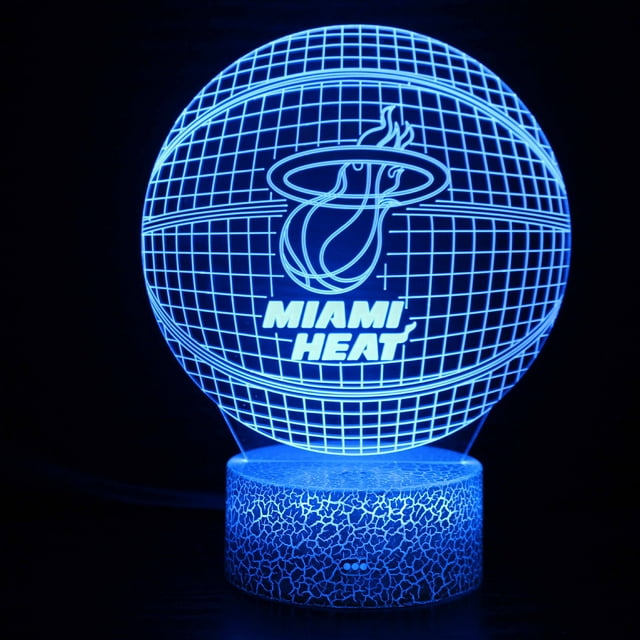 Luz nocturna LED 3D Miami Heats para baloncesto que cambia de color
