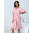thumbnail image 2 of MINTREUS Nightgown Short Sleeve for Women Sleepwear V Neck Nightshirt House Dress with Pockets, 2 of 7
