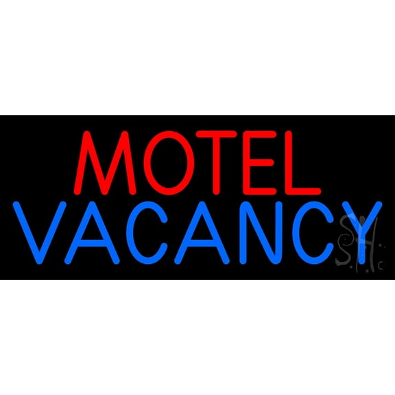 Motel Vacancy LED Neon Sign 6 x 15 - inches, Black Square Cut Acrylic Backing, with Dimmer - Bright and Premium built indoor LED Neon Sign for Defence Force.