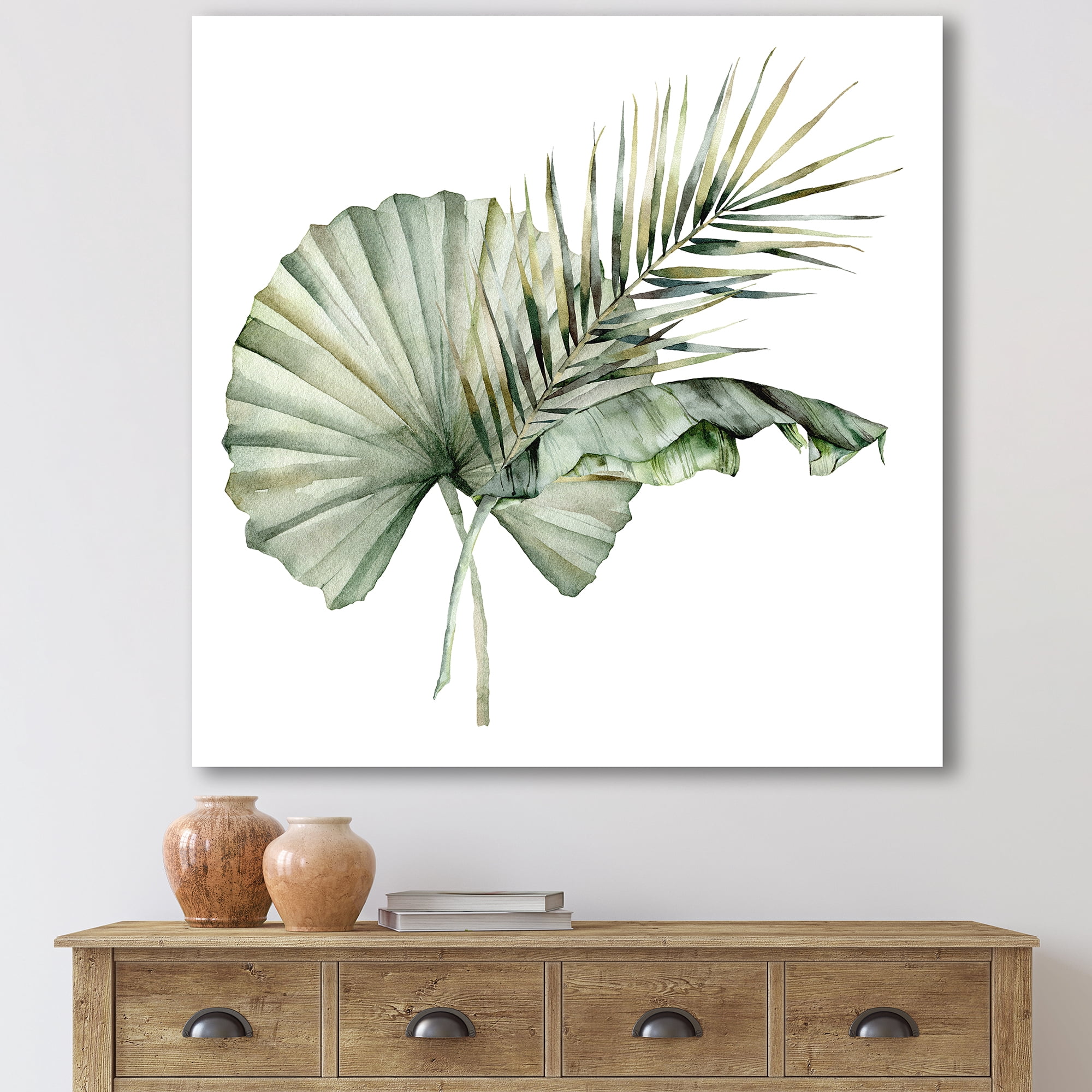 Designart ' Tropical Bouquet With Banana Coconut and Palm Leaves ' Traditional Canvas Wall Art Print