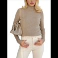 thumbnail image 1 of Suéter de Cuello Alto Acanalado para Mujer, Larga, Blusa Térmica de Peso Medio Caqui un Tamaño, 1 of 10