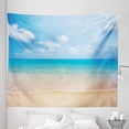 thumbnail image 1 of Nature Tapestry, Dreamy Hot Tropical Sea Coast with Soft Waves and Sunny Sky Landscape Nature Life, Fabric Wall Hanging Decor for Bedroom Living Room Dorm, 5 Sizes, Cream Blue, by Ambesonne, 1 of 1