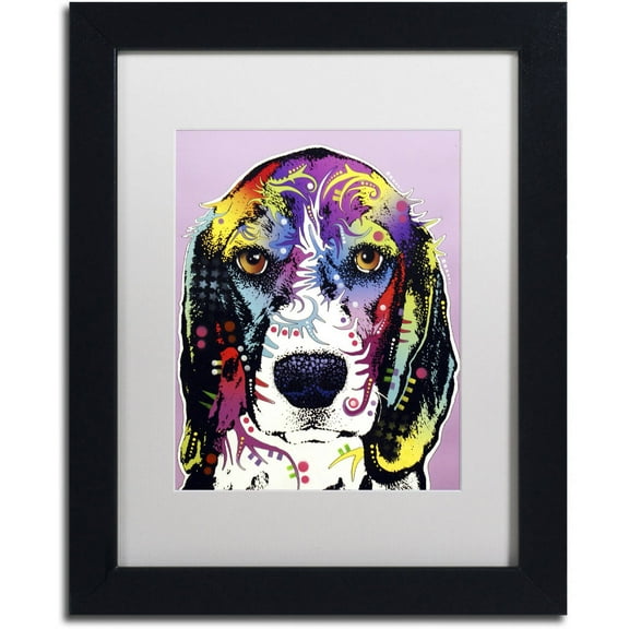 Trademark Fine Art "4 Beagle" Canvas Art by Dean Russo, White Matte, Black Frame