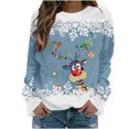 thumbnail image 2 of Chandails à Capuchon pour Femmes d'Hiver Imprimés T-shirt Ample Manches Longues Blouse Col Rond Hauts Décontractés Chandails à Capuchon et Chandails pour Femmes en Liquidation, 2 of 4