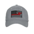 thumbnail image 2 of American Thin Blue Red Line Redesigned Support Serviceman Flag Baseball Hat Cap (Thin Red Line, Grey Hat), 2 of 5