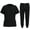 Black, variant on LYMAYTER S-2XL Women Round Neck Nurse Uniform Solid Color Multi-pocket Design Elasticity Comfort Top & Pants Medical Uniform