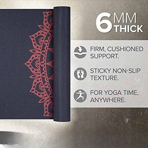 Yoga Mat - Premium 6mm Print Extra Thick Non Slip Exercise & Fitness Mat for All Types of Yoga, Pilates & Floor Workouts (68"L x 24"W x 6mm Thick)