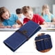 thumbnail image 4 of Estuche para lápices de tela tejida, gran capacidad, multifuncional, para estudiantes escolares, estacionario, azul/gris, 4 of 8