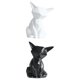 thumbnail image 1 of Juego de 2 figuras geométricas de cerámica con esculturas de animales para decoración de estanterías. Blanco S Negro L, 1 of 7