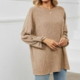 thumbnail image 5 of Babysbule Plus Size Womens Sweaters New Arrivals Women's Winter Casual Solid Round Neck Long Sleeves Knitted Pits Loose Sweater Tops Women's Fashion, 5 of 8