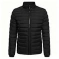 thumbnail image 4 of Men Stand Collar Puffer Jacket Full Zip Packable Quilted Outerwear Zipper Side Pockets Warm Casual Coat for Daily Commute Travel Camping Cold Weather Outdoor Wear Black S, 4 of 6