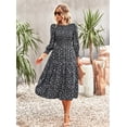 thumbnail image 3 of OUSIMEN CA Robe Décontractée Imprimée à Taille Fermée pour Femmes Printemps et Été 2023, 3 of 5