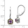 thumbnail image 4 of Shey Couture Sterling Silver with 14K Accent Antiqued Cushion Amethyst Leverback Dangle Earrings QQTC735, 4 of 4