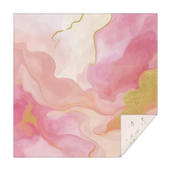 Pink Gold Wave Marble Pattern Square Tablecloth,Waterproof Square Table Cover,Wipeable Spillproof Washable Table Cover for Home Kitchen Party Decor 42"X42"(107x107cm)