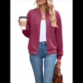 thumbnail image 2 of Chaqueta Informal de Mujer con Cuello Alto y Cremallera, Ideal para Otoño. Conjuntos con Bolsillos. Vino Tinto M, 2 of 10