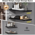 thumbnail image 3 of Floating Shelf Set of Wall Shelves in W x in D x in H Wooden Floating Wall Shelf with Invisible Brackets for Living Room/Bedroom/Bathroom/Kitchen Storage and Decor Walnut, 3 of 9