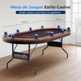 thumbnail image 2 of Mesa de Póker Premium Plegable Ovalada para 10 Jugadores SereneLife, Mesa de Casino, con Baranda Acolchonada Resistente al Agua, 10 Portavasos, Superficie de Fieltro Marrón, Tablero de Black Jack, 2 of 5