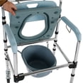 thumbnail image 4 of 4 In 1 Folding Toilet Seat with Casters, Bedside Shower Chair Wheelchair, Adult Bathroom Chair with Bag Bucket, 4 of 10