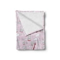 thumbnail image 2 of Paris Soft Flannel Fleece Throw Blanket, Abstract City Image Violin Cat with Bow Tie Eiffel Tower Illustration, Cozy Plush for Indoor and Outdoor Use, 60" x 80", Pale Pink Scarlet White, by Ambesonne, 2 of 6