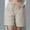 Beige, variant on Hvot&aat Women's Bermuda Long Shorts Solid Color Elastic Drawstring Waist Lounge Running Athletic Shorts with Pockets